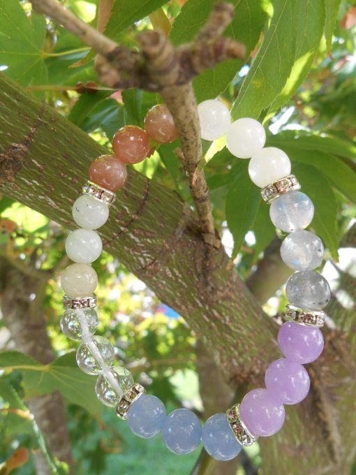 Bracelet multi-pierres aux couleurs pastel (Réf. BR 0724100)