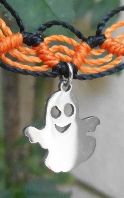 collier_halloween_orange_noir_fantome_acier_inoxydable_3