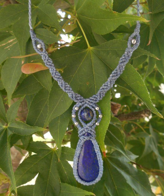 Collier bleu avec lapis-lazuli et acier inoxydable (Réf. CO 4325039)