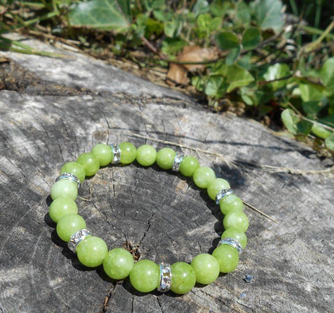 Bracelet avec péridot et strass en cuivre (réf. BR 0124008)