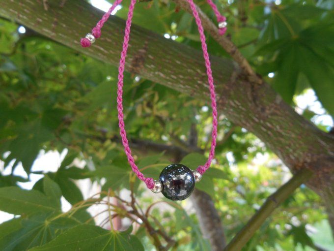 Bracelet fuschia avec hématite et argent 925 (Réf. BR 1324026)