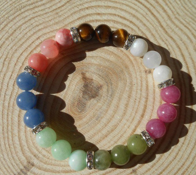 Bracelet multicolore et strass cuivre (réf. BR 0224082)