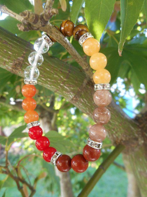 Bracelets aux couleurs terre et strass cuivre (réf. BR 0224025)