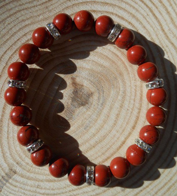 Bracelet avec jaspe rouge et strass cuivre (réf. BR 0324089)