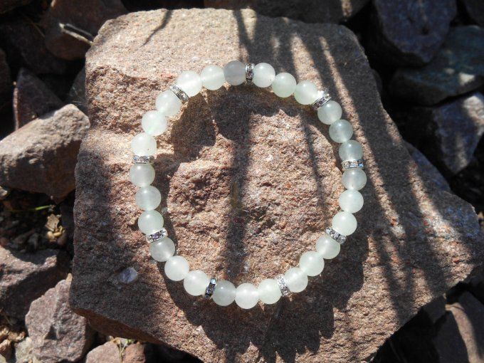 Bracelet avec aventurine verte et strass cuivre (réf. BR 0524097)
