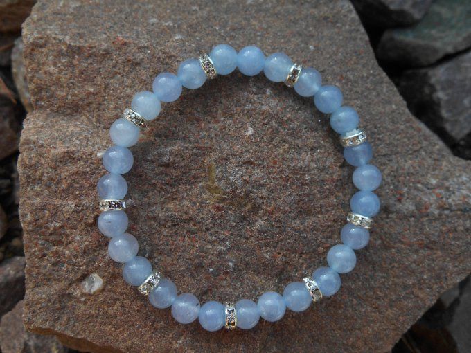 Bracelet avec aigue marine et strass cuivre (réf. BR 0524094)