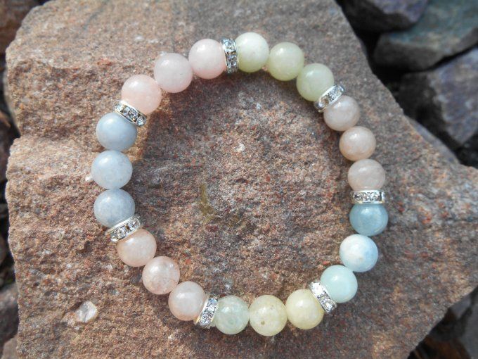 Bracelet avec morganite et strass cuivre (Réf. BR 0424090)