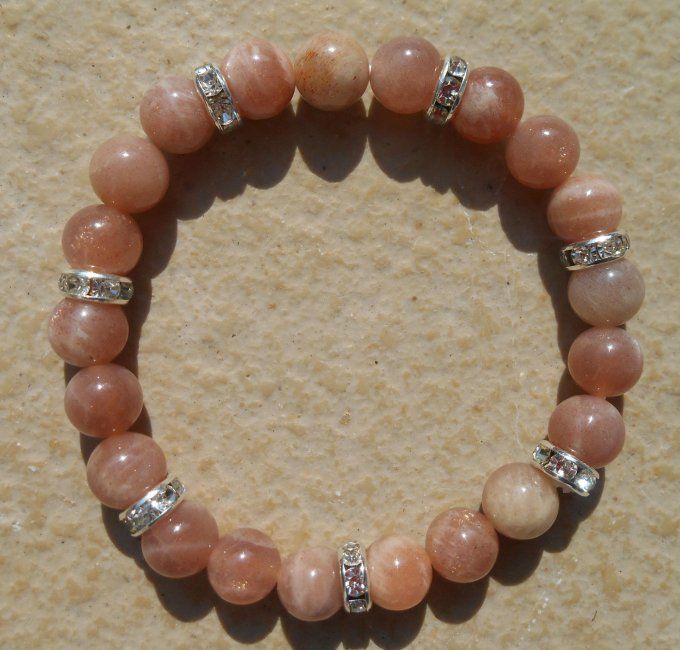 Bracelet avec pierre de soleil et strass cuivre (Réf. BR 0724098)