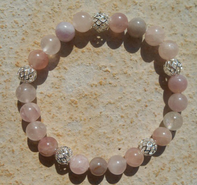 Bracelet avec opale rose et perles de cuivre (réf. BR 0424093)