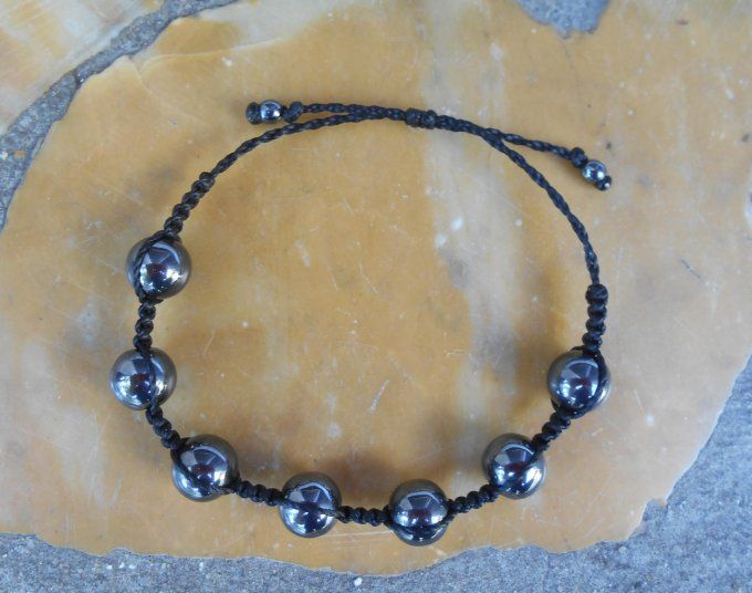 Bracelet shamballa noir avec hématites (réf. BR 1624128)