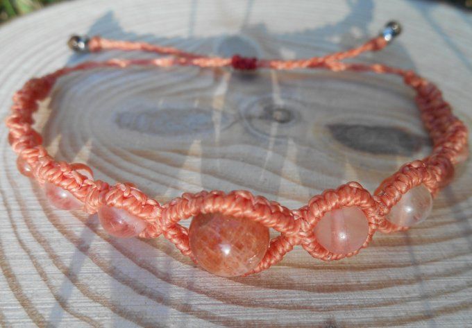 Bracelet avec pierre de soleil, quartz et acier inoxydable (réf. BR 2124150)