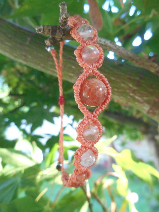 Bracelet avec pierre de soleil, quartz et acier inoxydable (réf. BR 2124150)