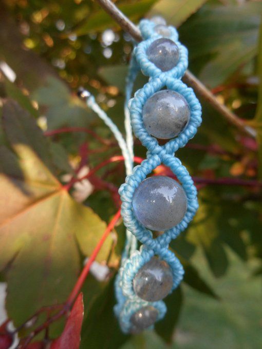 Bracelet bleu avec labradorite et acier inoxydable (réf. BR 2124151)