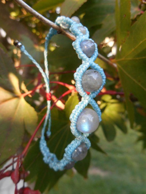 Bracelet bleu avec labradorite et acier inoxydable (réf. BR 2124151)