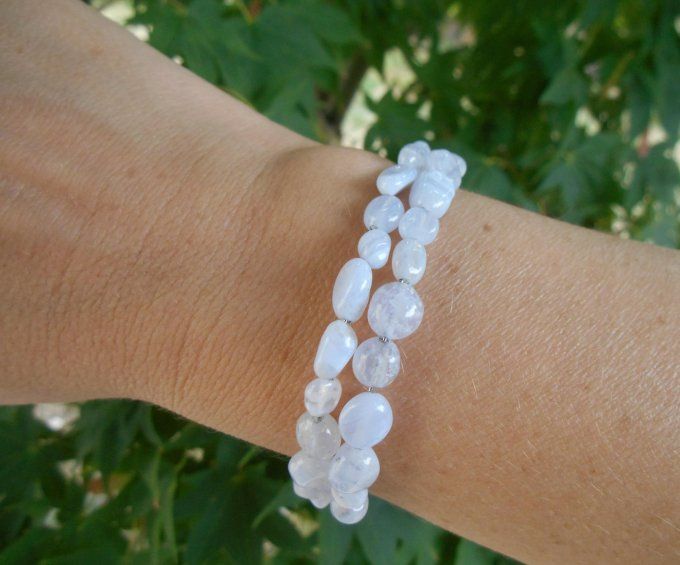 Bracelet avec agate violette et pampilles en acier inoxydable (Réf. BR ANJ25004)