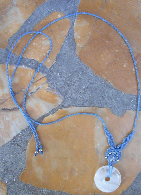 Collier bleu avec quartz blanc et acier inoxydable (réf. CO 3824188)