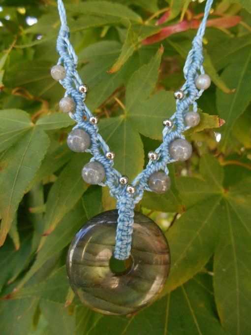 Collier bleu avec labradorite et acier inoxydable (réf. CO 3924190)