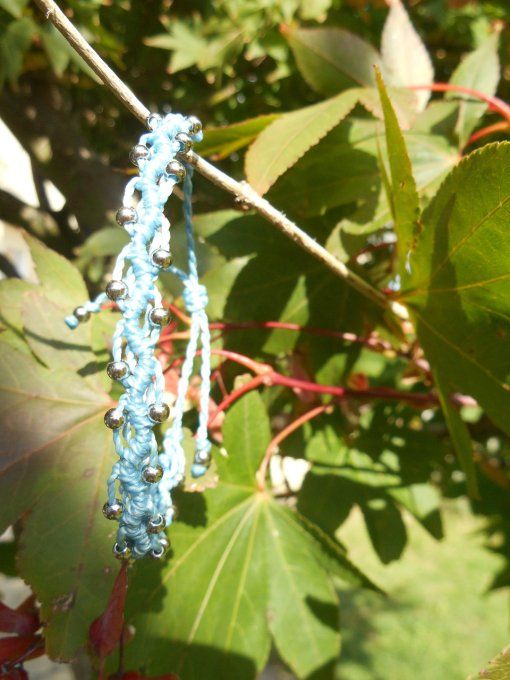 Bracelet bleu ciel avec perles en acier inoxydable (réf. BR 1224117)