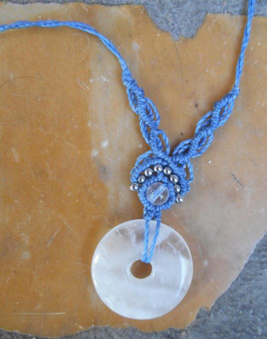 Collier bleu avec quartz blanc et acier inoxydable (réf. CO 3824188)