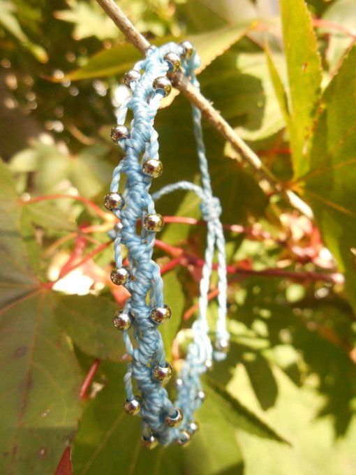Bracelet bleu ciel avec perles en acier inoxydable (réf. BR 1224117)