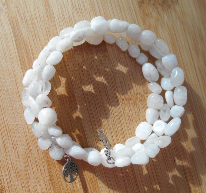 Bracelet avec pierre de lune et pampilles en acier inoxydable (Réf. BR ANJ25011)