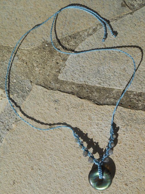Collier bleu avec labradorite et acier inoxydable (réf. CO 3924190)
