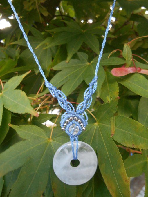 Collier bleu avec quartz blanc et acier inoxydable (réf. CO 3824188)